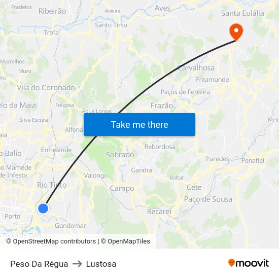 Peso Da Régua to Lustosa map