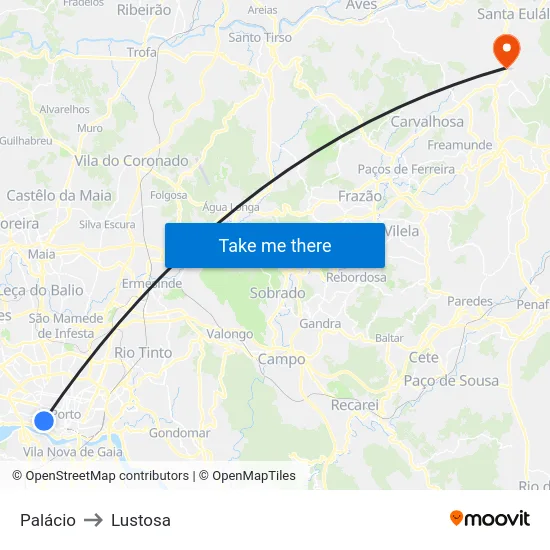 Palácio to Lustosa map