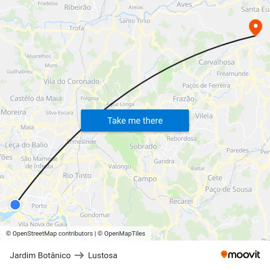 Jardim Botânico to Lustosa map