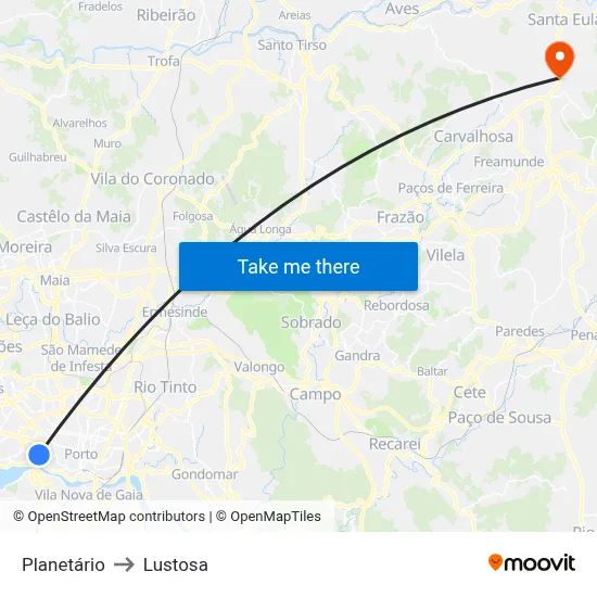 Planetário to Lustosa map
