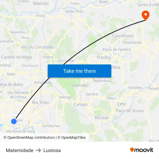 Maternidade to Lustosa map