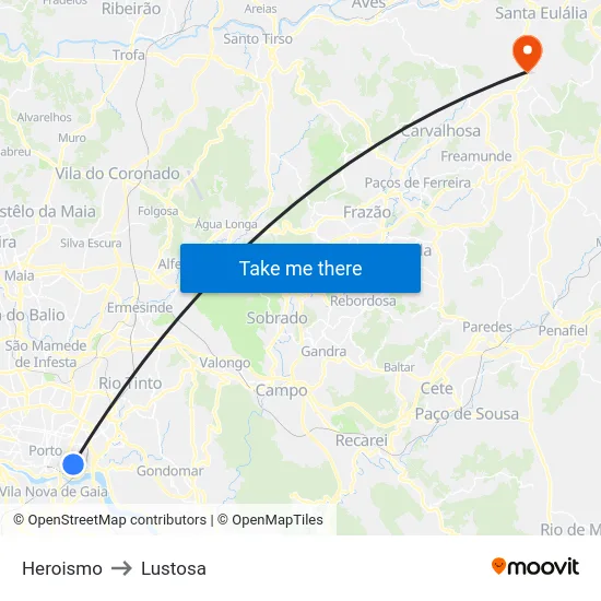 Heroismo to Lustosa map