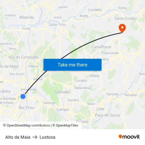 Alto da Maia to Lustosa map