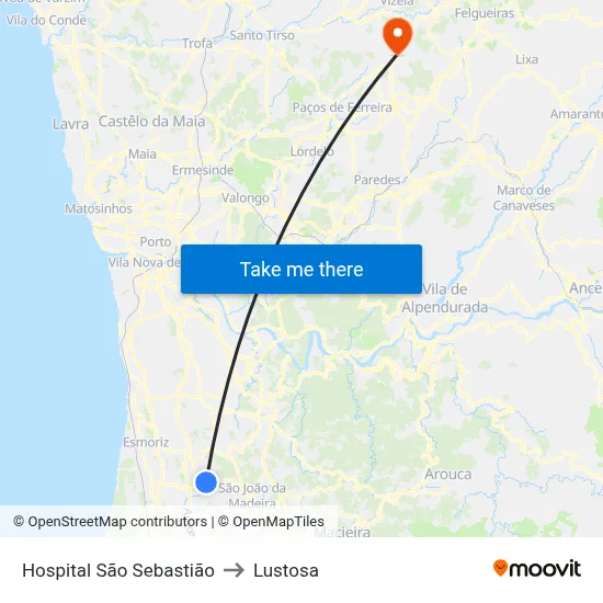 Hospital São Sebastião to Lustosa map