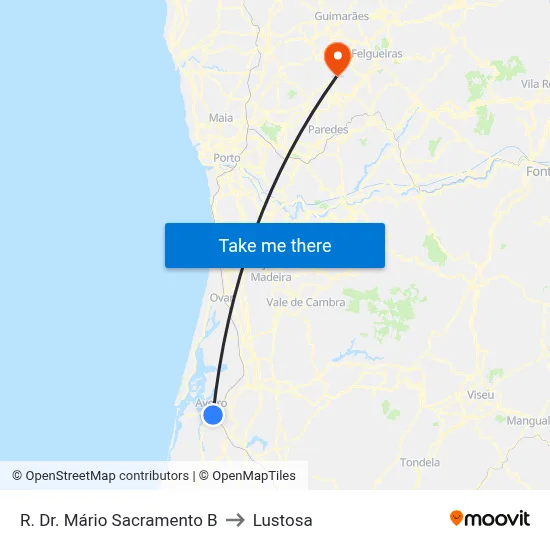 R. Dr. Mário Sacramento B to Lustosa map