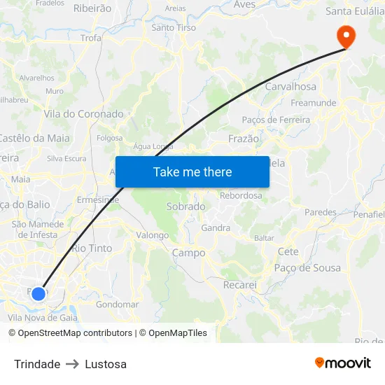 Trindade to Lustosa map