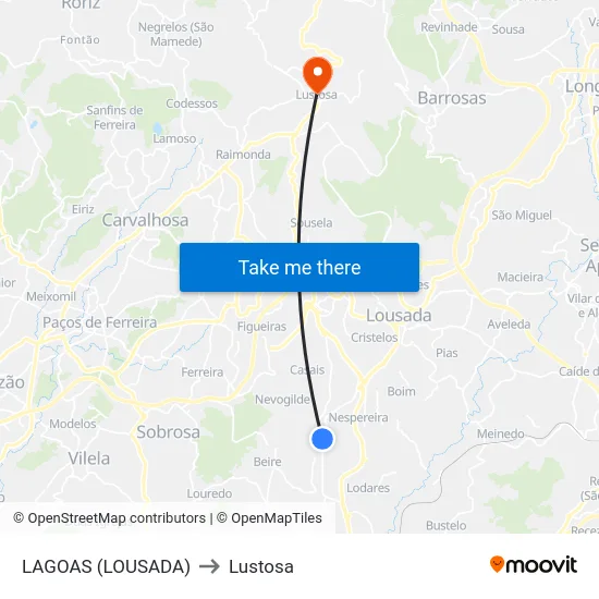 LAGOAS (LOUSADA) to Lustosa map