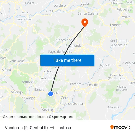 Vandoma (R. Central II) to Lustosa map