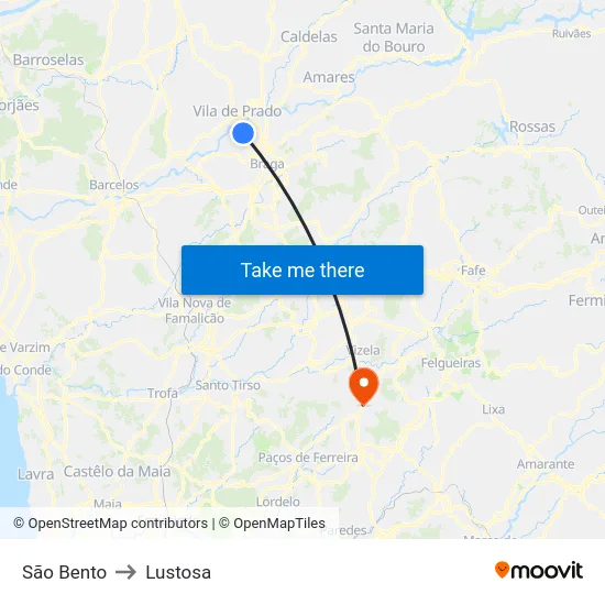 São Bento to Lustosa map