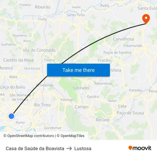 Casa de Saúde da Boavista to Lustosa map