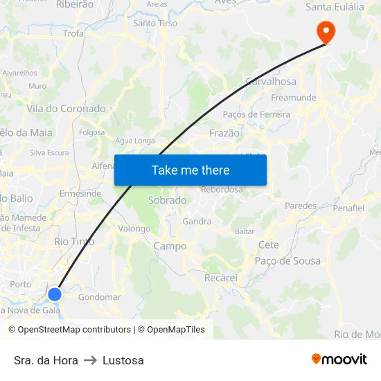 Sra. da Hora to Lustosa map