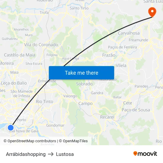 Arrábidashopping to Lustosa map