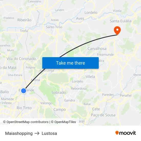 Maiashopping to Lustosa map