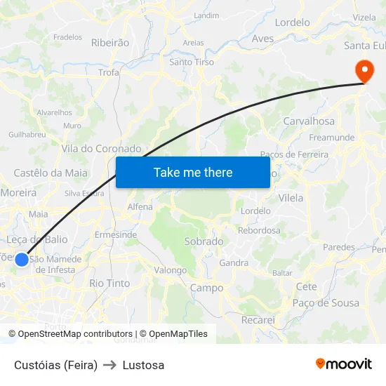 Custóias (Feira) to Lustosa map