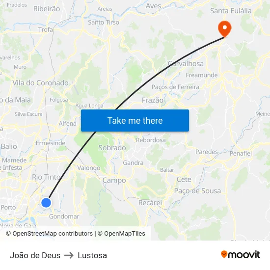 João de Deus to Lustosa map