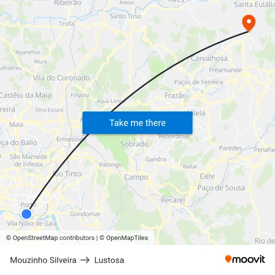 Mouzinho Silveira to Lustosa map