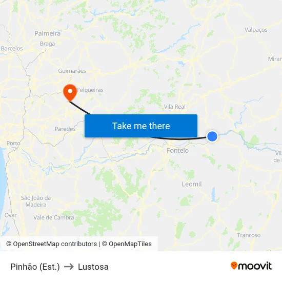 Pinhão (Est.) to Lustosa map