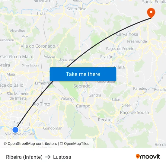 Ribeira (Infante) to Lustosa map