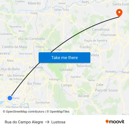 Rua do Campo Alegre to Lustosa map