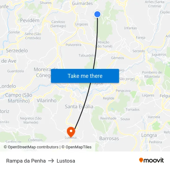 Rampa da Penha to Lustosa map