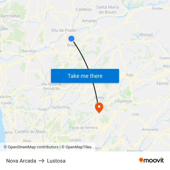Nova Arcada to Lustosa map