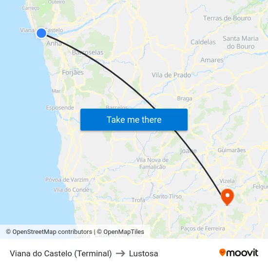 Viana do Castelo (Terminal) to Lustosa map