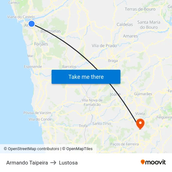 Armando Taipeira to Lustosa map