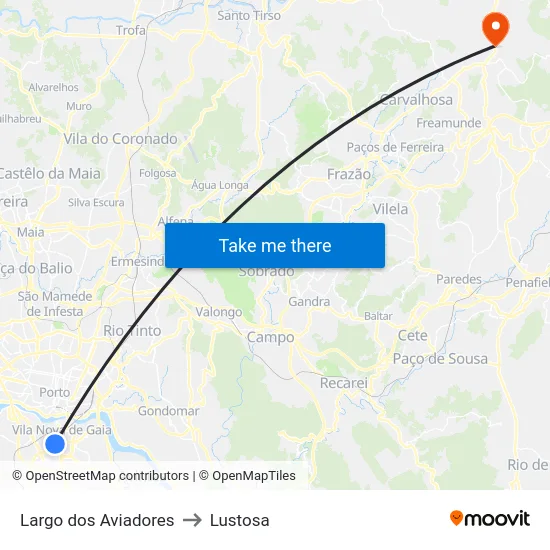 Largo dos Aviadores to Lustosa map