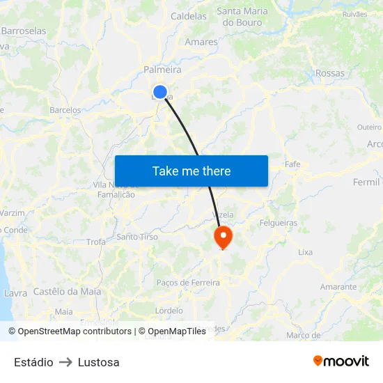 Estádio to Lustosa map