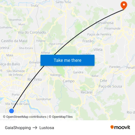 GaiaShopping to Lustosa map