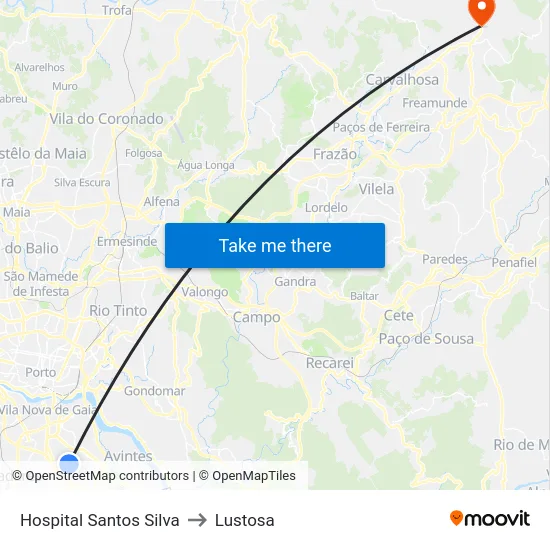 Hospital Santos Silva to Lustosa map