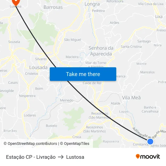 Estação CP - Livração to Lustosa map