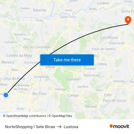 NorteShopping I Sete Bicas to Lustosa map