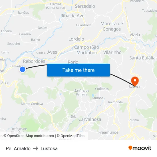 Pe. Arnaldo to Lustosa map