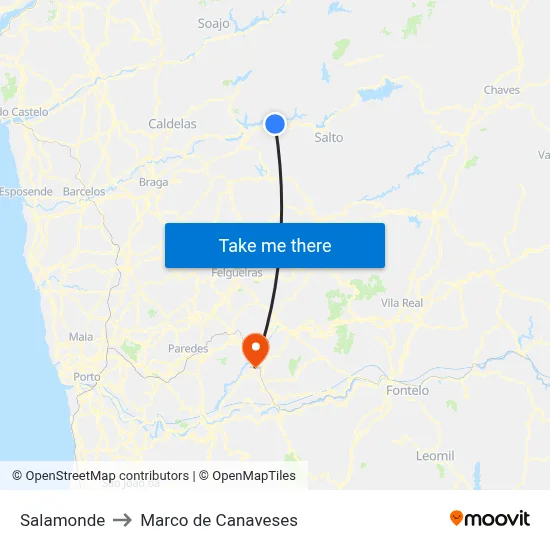 Salamonde to Marco de Canaveses map