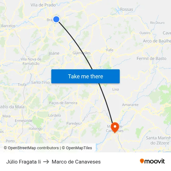 Júlio Fragata Ii to Marco de Canaveses map