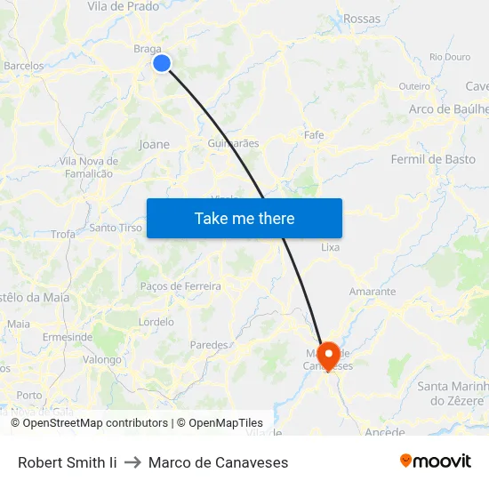 Robert Smith Ii to Marco de Canaveses map