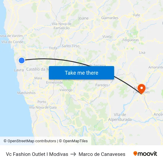 Vc Fashion Outlet I Modivas to Marco de Canaveses map