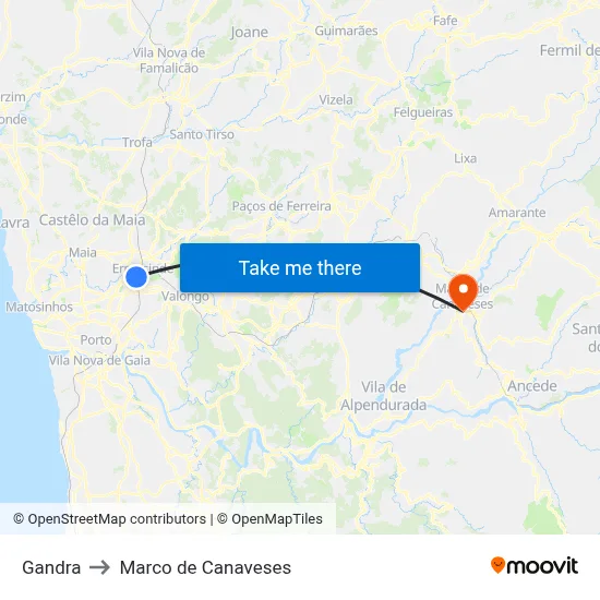 Gandra to Marco de Canaveses map
