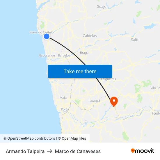 Armando Taipeira to Marco de Canaveses map