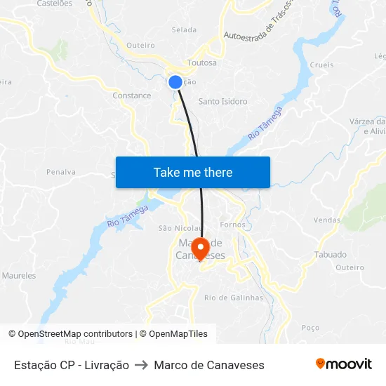 Estação CP - Livração to Marco de Canaveses map