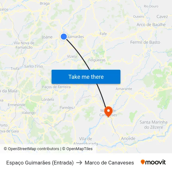 Espaço Guimarães (Entrada) to Marco de Canaveses map