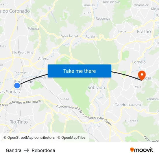 Gandra to Rebordosa map