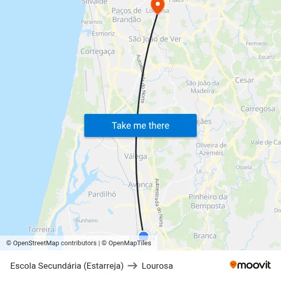 Escola Secundária (Estarreja) to Lourosa map