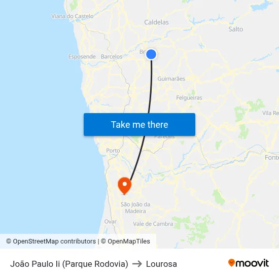 João Paulo Ii (Parque Rodovia) to Lourosa map
