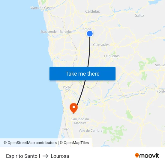 Espirito Santo I to Lourosa map
