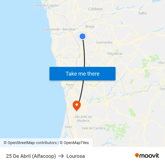 25 De Abril (Alfacoop) to Lourosa map