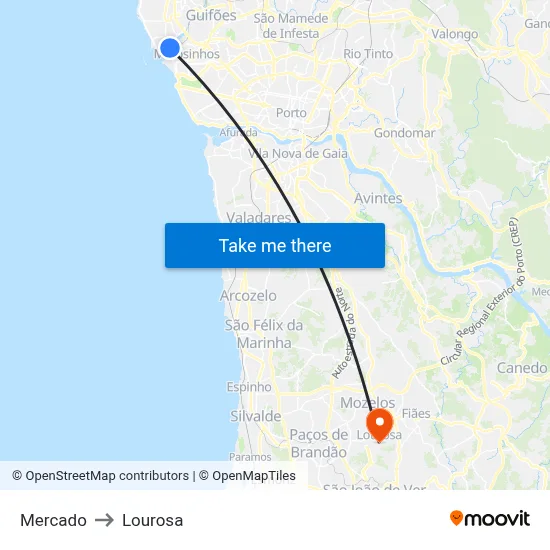 Mercado to Lourosa map