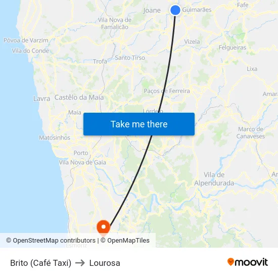 Brito (Café Taxi) to Lourosa map