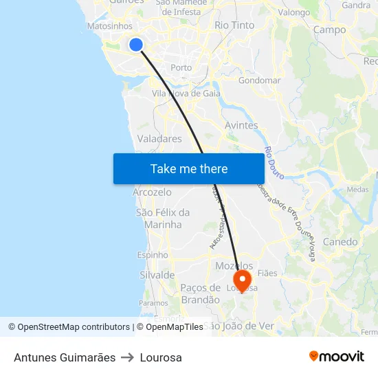 Antunes Guimarães to Lourosa map